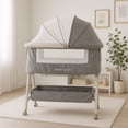 thumbnail image 5 of Cuna Plegable para Bebe con Mosquitero y Mecedora de Estructura de Acero Desmontable - Moises Colecho Cambiador de Altura Ajustable Multifuncional y Ruedas con Freno Gris, 5 of 5