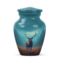 JAGASY Deer Small Urns for Human Ashes Keepsake - Sky Blue Urn for Ashes Adult Male - Forest Tree Decorative Urn for Father - Funeral Miniature Cremation Urns for mother - (3 Inch)