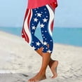 thumbnail image 2 of Pantalones de Pijama Capri para las Mujeres Día de la Independencia Impreso Leggings, 3/4 Longitud Pantalones Capris Cintura Elástica Alta, Poliéster Desgaste Casual, 2 of 8