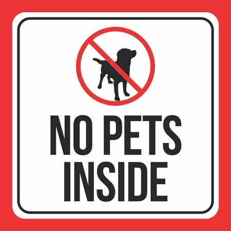 aluminum no pets inside print dog picture black white red public
