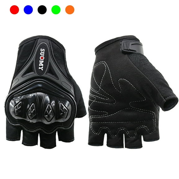 SapphireShack Half Finger Motocycle Gloves, Motorcycle Gloves for Summer, PVC Hard Shell Breathable Lightweight Motorcyle Gloves, Touchscreen Motorcycle Riding Gloves for Road Racing(Black,L,1 Pairs)