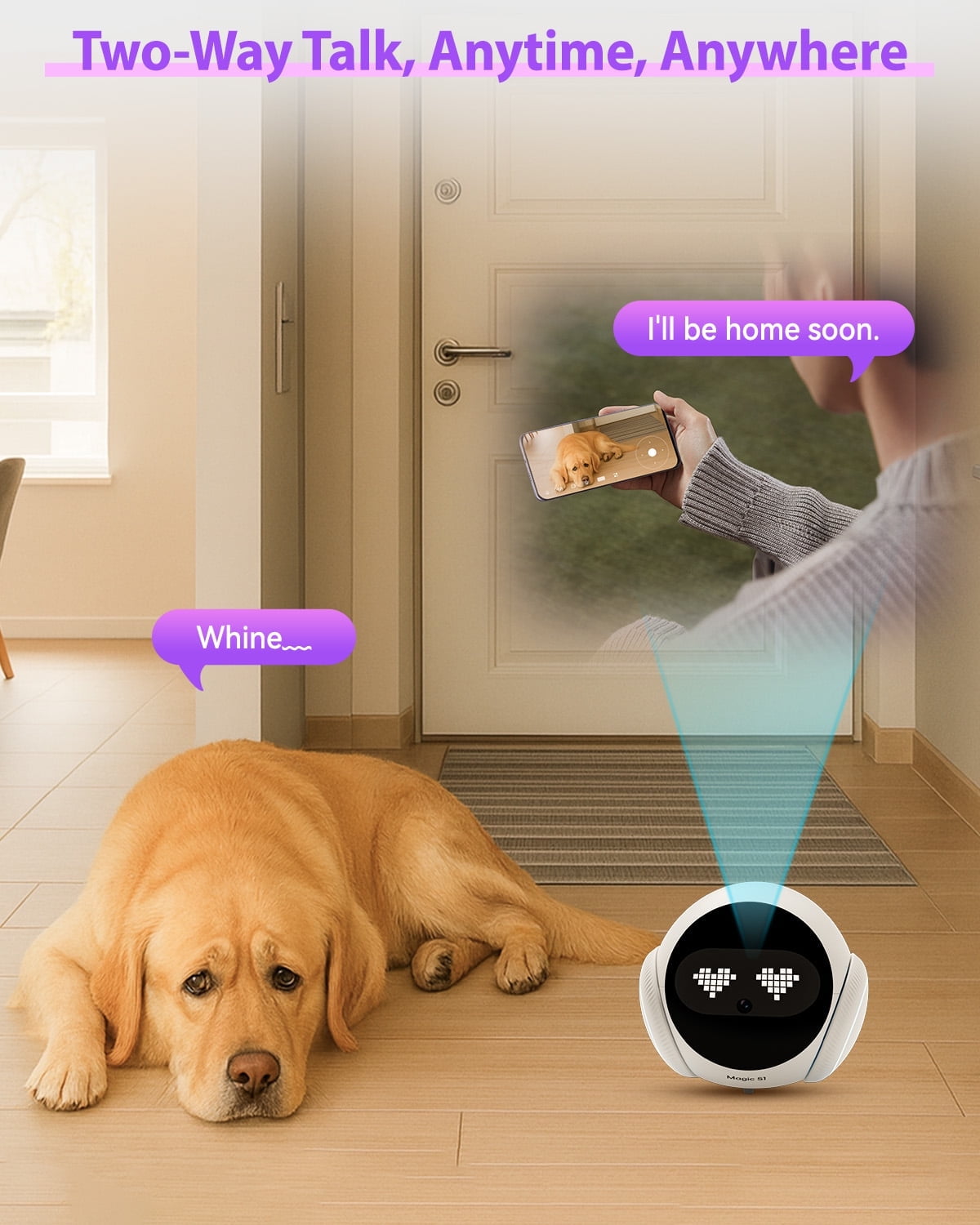 1080P Indoor Safety Robot  - App-Controlled Pet/Elderly/Baby Monitor with 2-Way Audio, Motion Detection, Night Vision & Auto-Charging (White)