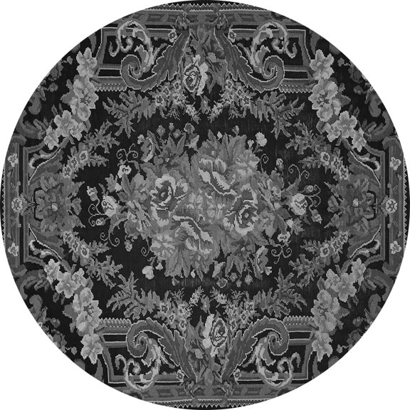 Ahgly Company Indoor Round Medallion Gray French Area Rugs, 4' Round