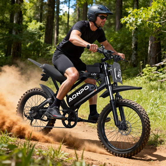 AONPO A20 Electric Bike for Adults, 20*4.0 Fat Tire E-Mountain Bicycle,Peak 1500W Motor 48V 18.2Ah 7-Speed E-Bike UL2849, LCD Display with NFC Unlock