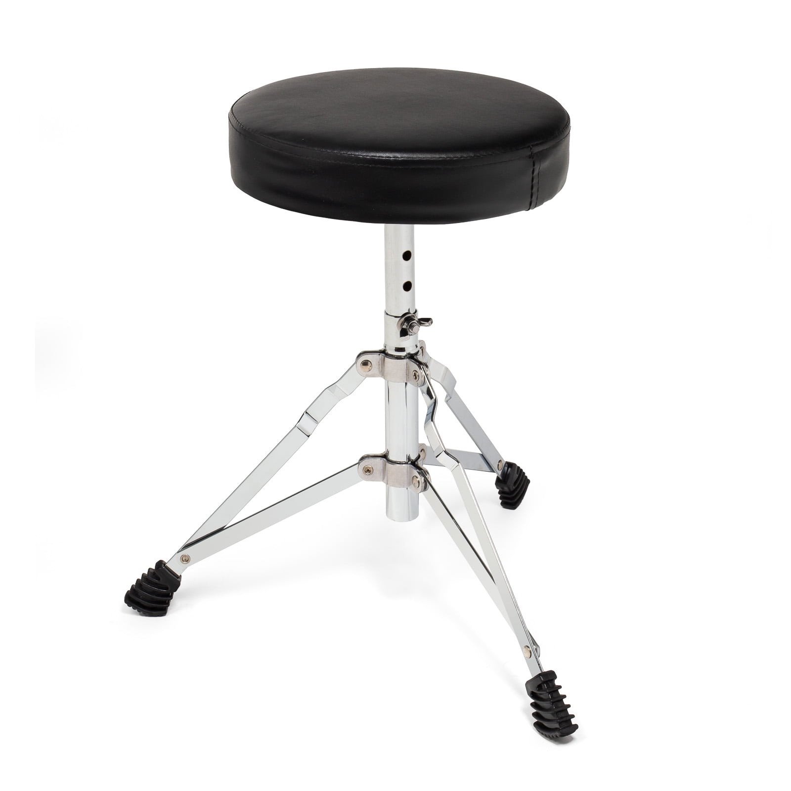 Ashthorpe 5-Piece Complete Junior Drum Set with Brass Cymbals and Drummer's Throne - Black