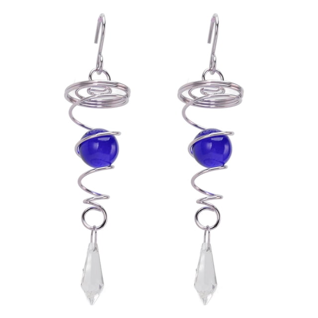Molino de viento en espiral con bola de cristal azul para decoración de exteriores