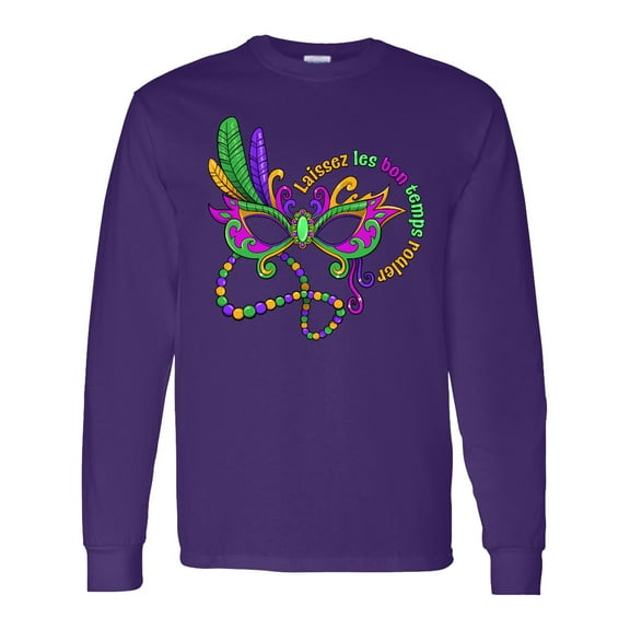 Inktastic Laissez Les Bon Temps Rouler Mardi Gras Mask Long Sleeve T-Shirt