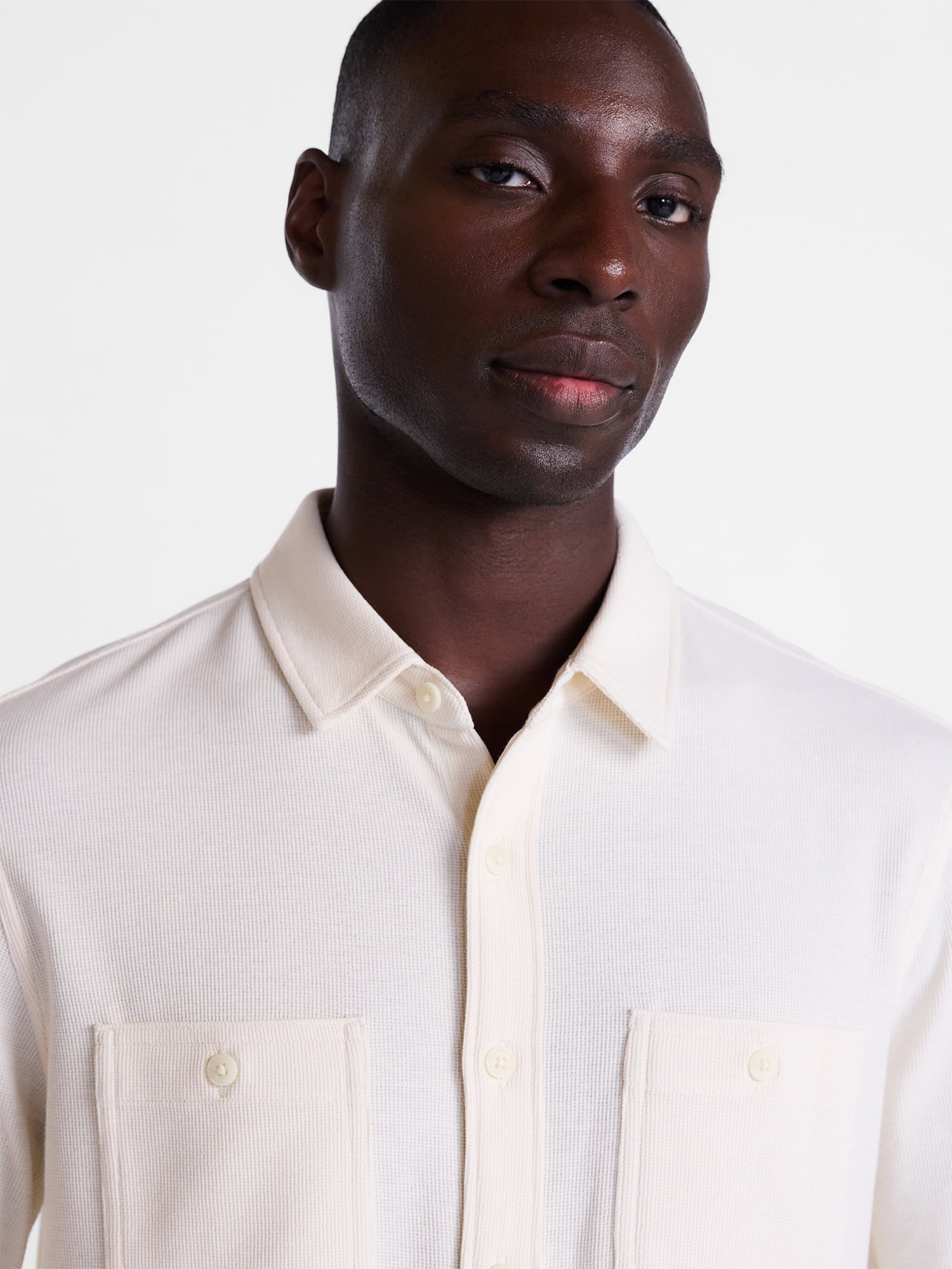 George Men's Waffle Knit Shirt with Long Sleeves, Sizes S-5XB