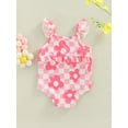 thumbnail image 4 of Genuiskids Baby Girl One Piece Swimsuits Floral Plaid Print Fly Sleeve Summer Jumpsuit Swimwear Beachwear Bikini Bathing Suit, 4 of 8