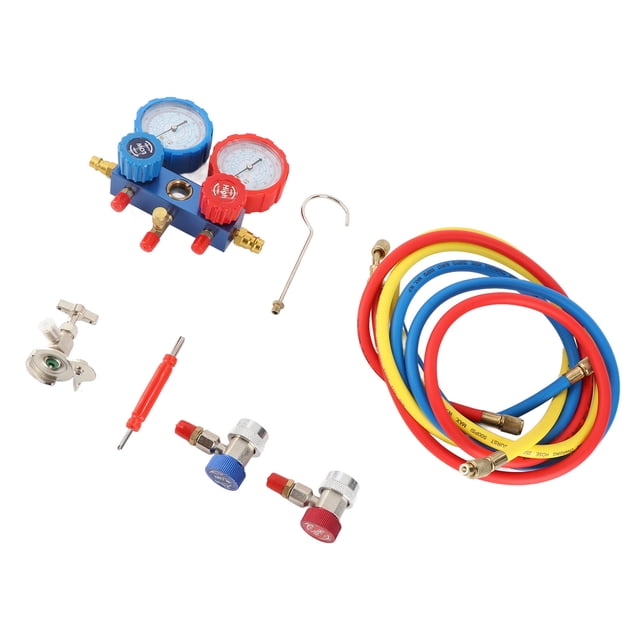 Ensemble de Manomètres AC, Facile à Lire, Identification Facile, Coupleurs Réglables, Manomètre 3 Voies avec Outil de Réparation pour Réfrigérants R134A R22 R12 R502
