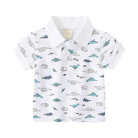 

Bullpiano Summer Kids Boys Cute Cartoon Dinosaur Print T-shirt Cotton Short Sleeve Shirt Children Tennis Shirt 1-6 Years
