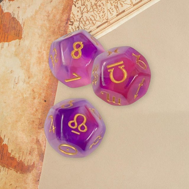 3 uds D12 dados astrológicos acrílicos, dados de adivinación de constelaciones para adivinación de adivinación juegos juegos de