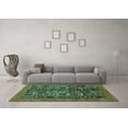 thumbnail image 3 of Ahgly Company Machine Washable Indoor Round Abstract Turquoise Blue Modern Area Rugs, 8' Round, 3 of 4