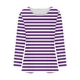thumbnail image 6 of CLOISE Womens Tops Fall Trendy Striped Shirts Round Neck Long Sleeve Blouses Soft Pleated Colorblock Basic Tees Elegant Outfits Purple XL, 6 of 6