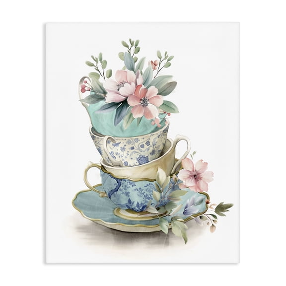 Stupell Industries French Country Tea Cup Chinoiserie Blossoms Canvas Art, 16 x 20, by Kim Allen