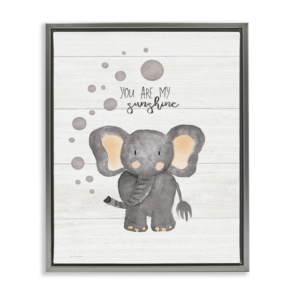 Stupell Industries Cottage You Are My Sunshine Elephant Gray Floating Frame Canvas Art, 17 x 21, by Jo Moulton