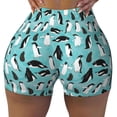 thumbnail image 2 of Rateoe Penguins Printed Power Workout Shorts for Women Tummy Control Squat Proof Ribbed Thick Seamless Scrunch Active Short-Large, 2 of 8
