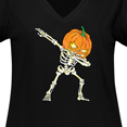 thumbnail image 4 of Inktastic Halloween Dabbing Great Pumpkin Skeleton Women's Plus Size V-Neck T-Shirt, 4 of 5