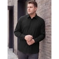 thumbnail image 4 of INSPIRE CHIC Men's Big & Tall Shirt Long Sleeve Button Down Casual Dress Shirts 3XL Black, 4 of 5