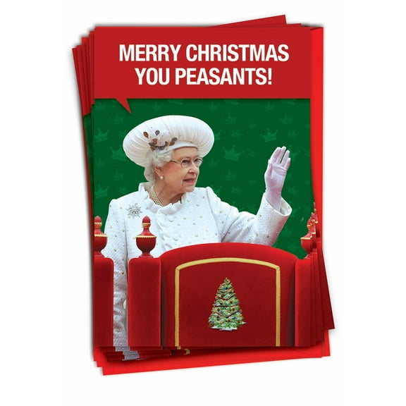 12 Funny Merry Christmas Cards Pack (1 Design, 12 Cards) - Peasants B5986