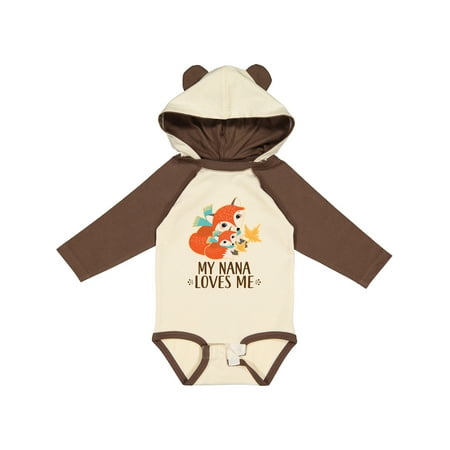 

Inktastic My Nana Loves Me Grandchild Cute Fox Gift Baby Boy or Baby Girl Long Sleeve Bodysuit