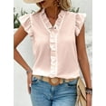 thumbnail image 5 of Women'S Blouses Dressy Boho Casual Ruffle Short Sleeve Tops Business Outfits Ladies Summer Trendy Work Shirts Apricot S, 5 of 8