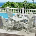 thumbnail image 3 of WestinTrends Malibu Outdoor Dining Table, All Weather Poly Lumber Adirondack 43" Trestle Square Patio Table with Umbrella Hole, Sand, 3 of 7