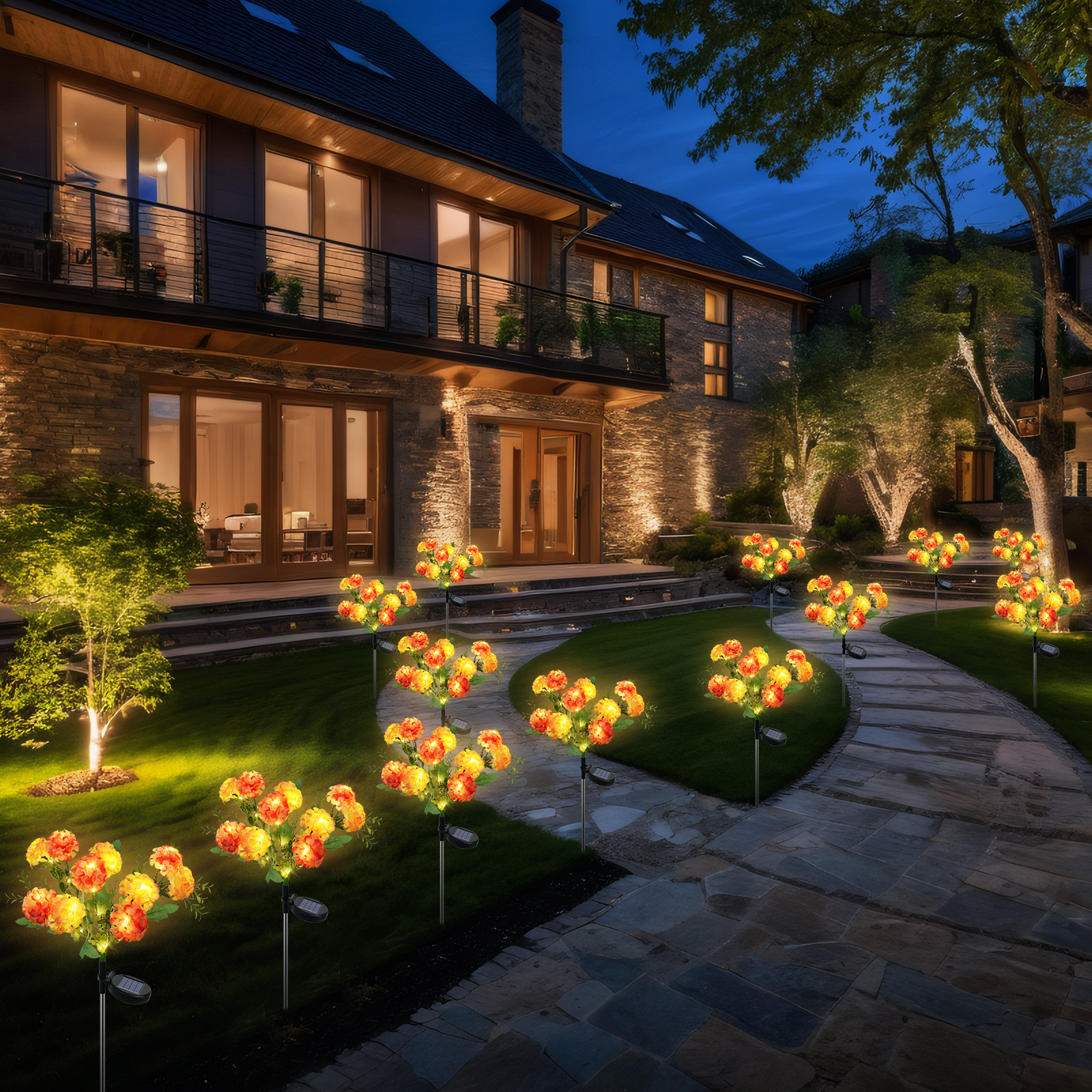 Qoosea Solar Hydrangea Flower Lights 2-Pack 10 Heads photo 7