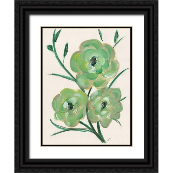 Lee, Judson 19x24 Black Ornate Wood Framed with Double Matting Museum Art Print Titled - Loose Florals