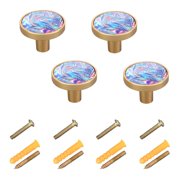 Kitchen Cabinet Knobs Iridescent Liquid Marble Cabinet Handles Zinc 1.25 inch Diameter 4 Pcs
