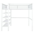 thumbnail image 4 of Full Size Loft Bed with 4-Tier Shelves and Storage Heavy Metal Loft Bed Frame with Ladder and Safety Guardrail for Boys,Girls,Teens, White, 4 of 9