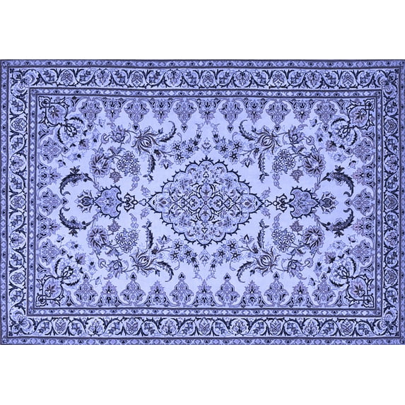 Ahgly Company Machine Washable Indoor Rectangle Medallion Blue Traditional Area Rugs, 2' x 3'