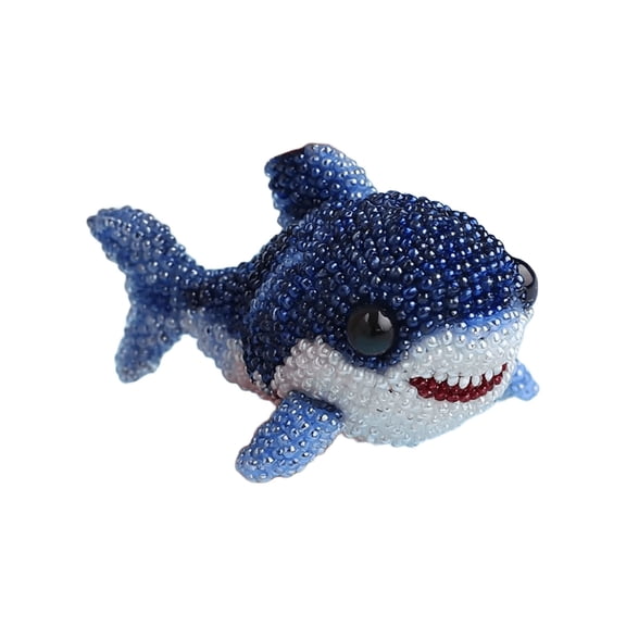 Mini 3D Beaded Animal DIY Kit, Easy Beading Set for Beginners & Adults, 4 Cute 3D Animal Designs, Relaxing Beadwork Embroidery with Instructions (Shark)