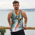 thumbnail image 6 of KLL Colorful Birds Pine Branch Print Men's Muscle Gym Workout Stringer Tank Tops Bodybuilding Fitness T-Shirts Tank Tops Men-Large, 6 of 7