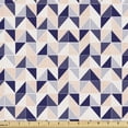 thumbnail image 1 of Abstract Fabric by the Yard Upholstery, Geometric Illustration Modern Zigzag Chevron Stripes Squares Inner Dots, Decorative Fabric for DIY and Home Accents, Pale Peach and Indigo by Ambesonne, 1 of 5