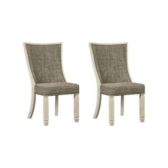 Signature Design by Ashley Bolanburg Modern Farmhouse Upholstered Dining Chair, Set of 2, Brown