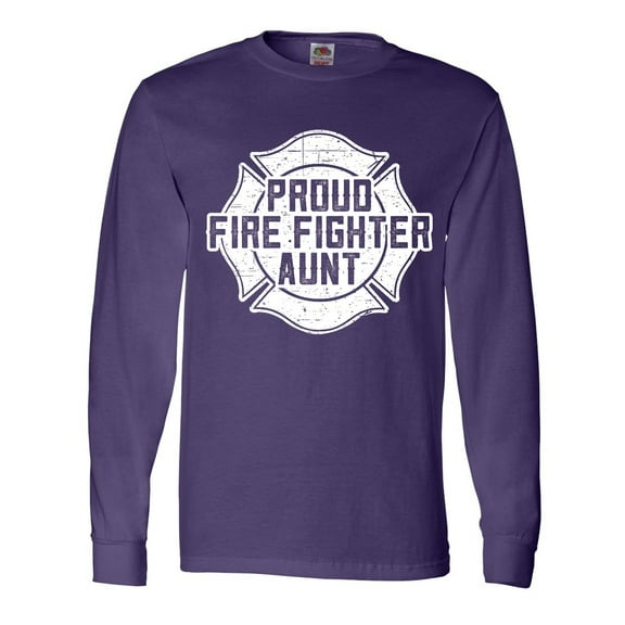 Inktastic Proud Firefighter Aunt WHT Long Sleeve T-Shirt