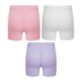 thumbnail image 2 of iixpin Kids Girls 3 Pack Ice Silk Shorts Dance Bike Shorts Gymnastics Yoga Athletic Bottom Safety Shorts Under Dress White&Pink&Purple 7-8, 2 of 6