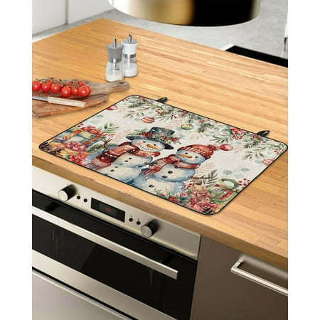 

Red Snowman Christmas Stove Top Covers for Electric Stove Heat Insulation Fireproof Glass Cooktop Cover Counter Top Glass Stove Cover 24 x21 Xmas Balls Poinsettia Botanical Snowflake