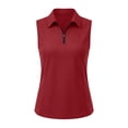 thumbnail image 5 of VBVC Women's Sleeveless Zip Up Shirts,Ladies Casual Collared Quick Dry Golf Tops,Slim Fit Summer Workout Daily Wear Blouse For Women,Wine,S-2XL, 5 of 7
