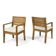 thumbnail image 6 of Noble House Nestor Wooden Patio Dining Arm Chair in Natural and Cream (Set of 2), 6 of 6