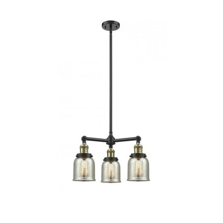 

Black Antique Brass Tone Chandeliers 19 Wide Silver Plated Mercury Glass Steel/Cast Brass Medium Base LED 3 Light Fixture