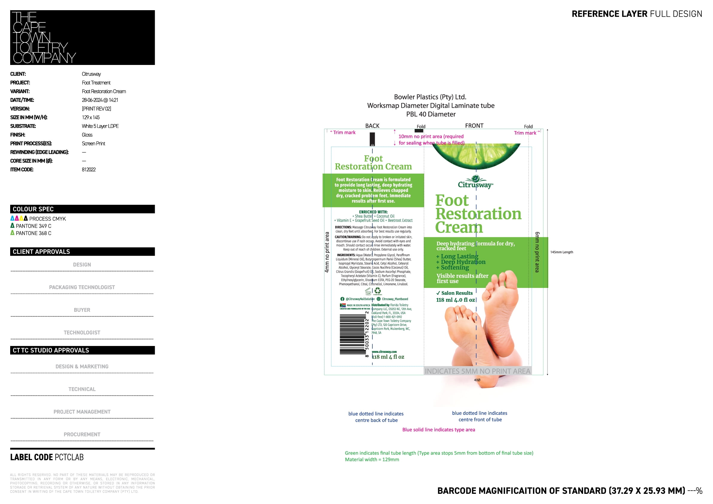 (2 pack) Citrusway Restoration Foot Cream - Hydrating, Paraben-Free, Clean, 4 fl oz
