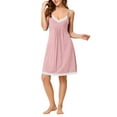 thumbnail image 2 of INSPIRE CHIC Women's Nightgown Pajamas V Neck Lace Nightdress Sleepwear Lounge Dress XL Light Pink, 2 of 6