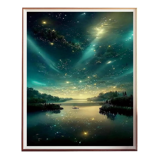 Luna Pintura Kits Adultos 5D Playa Arte Kits Principiantes DIY Ronda completa de perforación junto al mar Pintura con puntos Inicio Pared 15.75 X 11.81 Inch