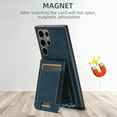 thumbnail image 3 of ELEHOLD for Samsung S23 Ultra Case, Compatible with Mag Safe Accessory, 2 in 1 Detachable Magnetic Card Holder Faux Lychee Pattern Leather Kickstand Wallet Case for Samsung S23 Ultra,Blue, 3 of 6