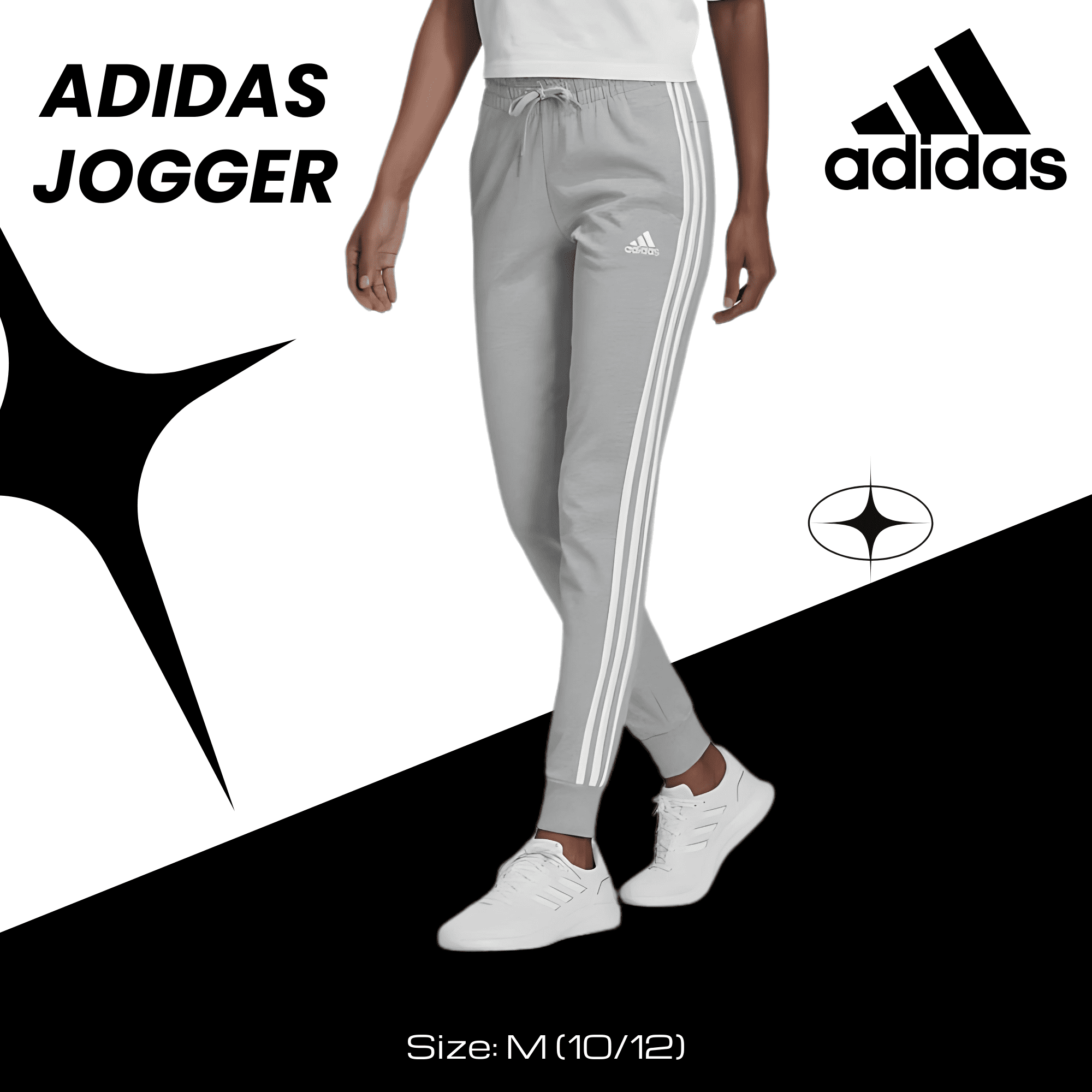 Adidas Youth Jogger Pants – Gray Sweatpants for Boys & Girls, Size M (10/12)
