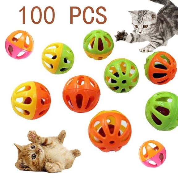 Cheers.US 10Pcs Pet Cat Kitten Hollow Plastic Ball Bell Interactive Exercise Funny Toy Excercise Hand-on Ability Thinking and Brain Development.