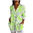 thumbnail image 6 of Pxxlle Womens Button Down Shirt Fashion Hawaiian Tropical Graphic Shirt Plus Size 3/4 Sleeve Beach Vacation Tops Army Green S, 6 of 7