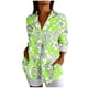 thumbnail image 3 of Camisas de Cuello de la Tripulación de Manga Corta para las Mujeres Estilo Hawaiano No Estructurado Impreso Cuello Acampanado Blusa de Manga Larga Camisas de Cuello de la Tripulación de Manga Larga p, 3 of 6